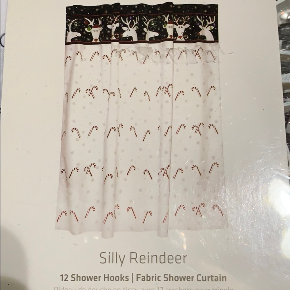 Reindeer Shower Curtain with Hooks